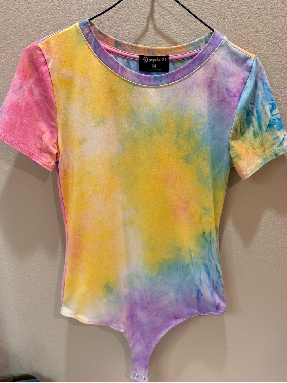 Populär 21 Pastel Tie-Dye Short Sleeve Bodysuit - Multicolor